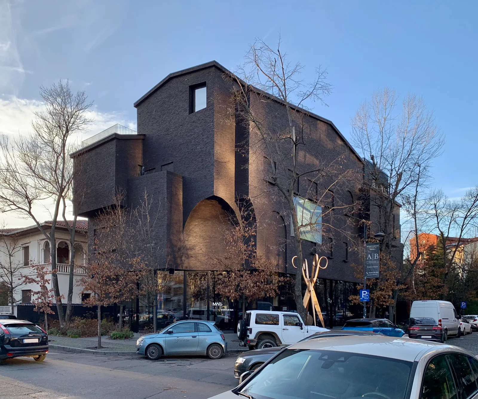 The MARe Museum of Recent Art at Bulevardul Primăverii 15, Bucharest: a brick-brown modernist building with a tall angled tower