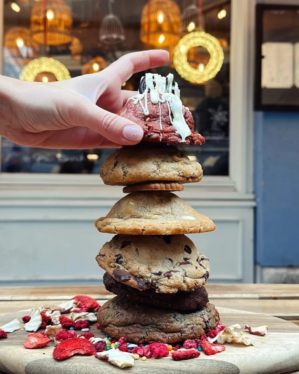 Handmade chunky chocolate cookies fresh from the oven